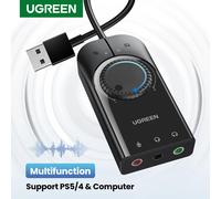 UGREEN carte son Interface Audio USB externe 3.5mm Microphone adaptateur Audio carte son pour PC portable PS4 casque USB carte son 3Ports 15cm