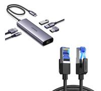 UGREEN Cat 8 Câble Ethernet Réseau RJ45 Super Débit 40Gbps 2000MHz Nylon Tressé Double Blindage Compatible avec Routeur Switch Modem Décodeur TV Box Internet PS5 PS4 Xbox Console de Jeux PC (1M)