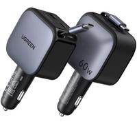 UGREEN Chargeur voiture EC602 - 60W - USB-C + USB-A rétractable - Noir