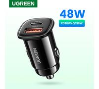UGREEN-Chargeur de voiture pour téléphone portable, Charge rapide, QC 4.0, 3.0, SCP, Type C, USB, PD, 30W, iPhone 14, 13, 12, Xiaomi