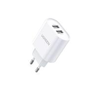 UGREEN Chargeur Secteur USB 2 Ports 17W 3.4A avec Technologie Intelligente Compatible avec Liseuses Tablettes iPad iPhone TV Stick Smartphones Samsung Xiaomi Wiko HTC et plus encore (Blanc)