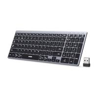 UGREEN Clavier sans fil Bluetooth 5,4 et 2,4 GHz, rechargeable, 3 appareils, clavier fin et silencieux, longue durée de vie, support réglable, clavier portable compact pour Mac, iPad, Windows