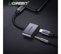 Ugreen Cm193 50596 Adaptateur audio Usb-C (mâle) à deux ports - Mini Jack 3.5Mm / Usb-C (femelle) - Gris