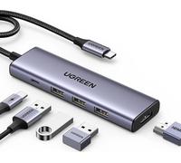 Ugreen CM511 Hub 5-en-1, USB-C vers HDMI 1.4, 3x USB-A, USB-C, PD, 100W, gris