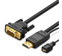 Ugreen Convertisseur vidéo HDMI vers VGA avec alimentation micro USB 1,5 m noir (MM101)