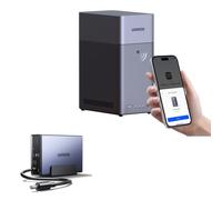 UGREEN DH2300 NAS Bureau 2 Baies Stockage NAS + UPS US2000 Batterie | 4K HDMI, Sauvegarde Cloud 4Go RAM, Connexion NFC, LAN 1GbE, Album Photo IA, Système NAS Facile pour Débutants, Serveur NAS Ma
