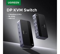 UGREEN DP KVM Switch 2 moniteurs 2 pièces 8K 60Hz USB 3.0 partage clavier souris moniteur avec HDR 3D pour ordinateur portable imprimante de bureau 8k DP KVM Kit