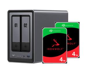 UGREEN DXP2800 + 2x 4 TB Seagate IronWolf HDD Bundle, NAS