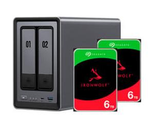 UGREEN DXP2800 + 2x 6 TB Seagate IronWolf HDD Pack, NAS