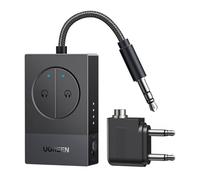 UGREEN Émetteur Jack Bluetooth 5.4 pour TV Avion Transmetteur Bluetooth | Supporte Double Connexion pour Casque Écouteur Avion Enceinte Haut-Parleur avec Adaptateur pour Avion 19h d'autonomie