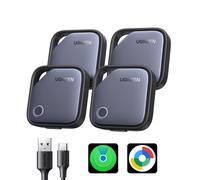 UGREEN FineTrack Duo Tag Traceur Fonctionne avec iOS Find My et Android Find Hub Recharge USB C Localisateur Objets Bluetooth pour Clés Valises Portefeuilles Wallet Sacs avec Câble USB C Lot de 4
