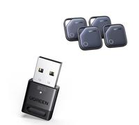 UGREEN FineTrack Finder Tag Fonctionne avec Find My (iOS Uniquement) Lot de 4 avec Dongle Bluetooth 6.0 Clé USB pour PC
