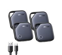 UGREEN FineTrack Tag Traceur Fonctionne avec Find My (iOS Uniquement) Chargement USB C Localisateur d'Objets Bluetooth pour Clés Valises Portefeuilles Wallet Bagages Sacs avec Câble USB C Lot de 4