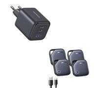 UGREEN FineTrack Tag Traceur Fonctionne avec Find My (iOS Uniquement) Chargement USB C Lot de 4 avec Chargeur USB C Rapide iPhone 45W 3 Ports GaN