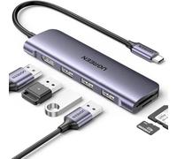 Ugreen Adaptateur USB-C multifonction 6-en-1 20956A HDMI 3x USB-A SD/TF Gris