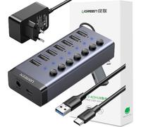 Ugreen HUB multifonctionnel 7in1 USB Type C - 7x USB Type A 3.0 PD DC 12V Gris (CM481)