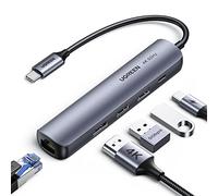 Hub USB C 5 en 1 Adaptateur USB C vers HDMI 4K, RJ45 Ethernet, USB C PD 100W et 2 Ports USB 3.0