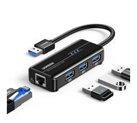 Adaptateur Réseau USB 3.0 vers RJ45 Gigabit Ethernet 1000 Mbps + Hub 3 Ports USB