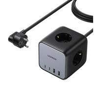 Ugreen kostka listwa zasilajca 65 W USB/USB C + 3 x gniazdo AC Czarna (CD268)