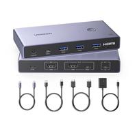UGREEN KVM Switch HDMI USB C 4K 60Hz 2 Entrées 1 Sortie avec 4 Ports USB 3.0 3A1C 5Gbps Commutateur KVM Compatible avec MacBook PS5 Ordinateur Hôte Steam Deck, Câble HDMI et Câble USB-C Vidéo Inclus