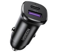 Ugreen Ladowarka samochodowa EC305 USB-C + USB, 30W (czarna) Smartphone, Tablette Noir Allume-cigare Auto