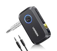 UGREEN LDAC Récepteur Bluetooth 6.0 Jack pour Voiture Adaptateur AUX Voiture avec Micro Intégré Appels Mains Libres 17H d'Autonomie Double Connexion pour Enceinte Casque Filaire, Câble 3.5mm Inclus