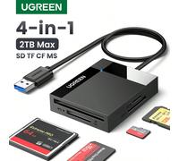 UGREEN Lecteur de carte 4 en 1 Type C USB 3.0 de 0,5 mètre. Permet de lire simultanément 4 cartes mémoire numériques de type TF, SD, Micro SD ABS