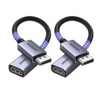 UGREEN Lot de 2 Adaptateur DisplayPort vers HDMI 4K 30Hz 2K 60Hz Convertisseur DP Mâle vers HDMI Femelle Unidirectionnel Câble de 20cm en Nylon Tressé Compatible avec PC HDTV Moniteur Projecteur
