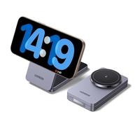 UGREEN MagFlow 2 en 1 Chargeur Induction iPhone Qi Pliable Compatible avec MagSafe iPhone 17 16 15 14 13 12 Air Plus Pro Max AirPods 4 3 Pro 3 2 1 Stand Chargeur sans Fil Magnétique Angle Réglable