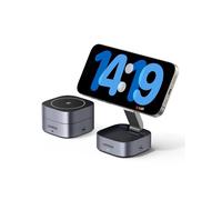 UGREEN MagFlow Chargeur Induction iPhone 2 en 1 Qi Compatible avec MagSafe iPhone 16 Plus Pro Max 15 14 13 AirPods 4 3 Pro 2 Chargeur sans Fil Magnétique Rapide Pliable Angle Réglable