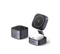 UGREEN MagFlow Qi2 15W Chargeur Induction 2 en 1 Certifié Compatible avec MagSafe iPhone 16 Plus Pro Max 15 14 13 AirPods 4 3 Pro 2 Chargeur sans Fil Magnétique Rapide Pliable Angle Réglable
