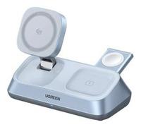 UGREEN MagFlow 3 en 1 Qi2 25W Chargeur Induction iPhone MFi Certifié Compatible avec MagSafe iPhone 16 15 14 13 12 Plus Pro Max AirPods 4 3 Pro 2 iWatch Station de Charge Magnétique sans Fil