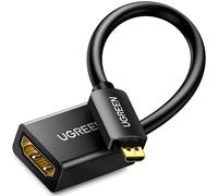 UGREEN Micro HDMI vers HDMI 4K 60Hz, Adaptateur HDMI femelle vers Micro HDMI mâle bidirectionnel 22cm, avec 3D/ Ethernet/Dolby/ARC, Compatible avec Raspberry Pi 4/ caméra/tablette/portable