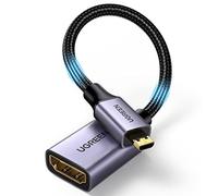UGREEN Micro HDMI vers HDMI 4K 60Hz Adaptateur Mâle vers Femelle Nylon Tressé Supporte 3D Ethernet ARC Bidirectionnel Compatible avec Laptop Raspberry Pi 4 Hero 7 ASUS Zenbook Yoga Caméra 25CM (Gris)