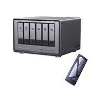 UGREEN NASync DXP6800 Pro NAS 6 Baies + Boîtier M.2 NVMe USB 3.2 Gen 2 10Gbps, Intel i5 1235u 10 cœurs, 8Go DDR5, 128Go SSD, 2 Ports 10GbE, 2 Emplacements M.2 NVMe, HDMI 8K (sans Disque)