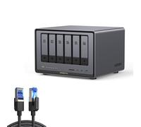 UGREEN NASync DXP6800 Pro NAS de Bureau 6 Baies + Câble Ethernet Cat8 2M RJ45, Processeur Intel i5 1235u 10 cœurs, 8Go DDR5, 128Go SSD, 2 Ports 10GbE, 2 Emplacements M.2 NVMe, HDMI 8K (sans Disque)