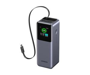 UGREEN Nexode 165W Batterie Externe 20000mAh Câble USB C Rétractable 100W 2 Ports Power Bank Charge Rapide PD Écran TFT Compatible avec iPhone 17 16 15 14 Air Plus Pro Max Galaxy S25 S24 MacBook iPad