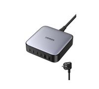 Ugreen Nexode 40914 Chargeur Secteur Universel 200W GaN, Noir/Gris, Sortie Max 21V/5A, Multi-Tension 100-240V, 3 Ports (1x100W, 1x65W, 1x22.5W), Câble 2m