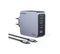 Ugreen Nexode Pro 160W GaN Charger with USB-C Cable Universel Noir, Gris Secteur Charge Rapide Intérieure
