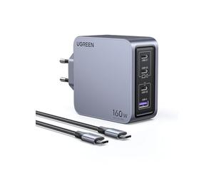 Ugreen Nexode Pro 160W GaN Charger with USB-C Cable Universel Noir, Gris Secteur Charge Rapide Intérieure