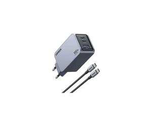 Ugreen Nexode Pro Chargeur Secteur 3 Ports GaN PD avec USB-C - 2x USB-C & 1x USB-A 3.2 Gen 1 - Protection Surtension/Surintensité - Noir/Gris