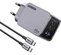Chargeur Mural Ugreen Nexode Pro 65W 2xUSB-C 1xUSB-A avec Câble USB-C 1.5M Gris