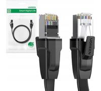 Ugreen Nw134 Câble réseau plat avec fiches métalliques, Ethernet Rj45, Cat.8, U/Ftp, 2M (Noir)
