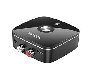 UGREEN Récepteur Bluetooth 5.1 aptX HD Adaptateur Audio Bluetooth aptX pour Chaîne HiFi EDR Technologie avec 2RCA et 3.5mm Double Connexion Haut-Parleur Amplificateur Phone Faible Latence