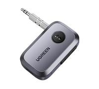 UGREEN Récepteur Bluetooth 6.0 Jack Adaptateur Bluetooth Voiture AUX Gris | avec Micro Intégré Appels Mains Libres 15H d'Autonomie Double Connexion, Enceinte Casque Filaire, Câble 3.5mm Inclus