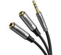 Ugreen - Répartiteur Audio AUX avec câble Jack 3,5 mm, 20 cm (Argent)