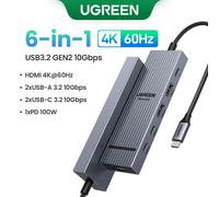 UGREEN-Répartiteur USB C pour ordinateur portable Macbook Pro Air iPad,téléphone,station d'accueil Android,HDMI,USB3.2 PD100W,10Gbps,4K,60Hz - Type 6-in-1