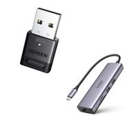 UGREEN Revodok 107 Hub USB C et Dongle Bluetooth 6.0 Clé USB Bluetooth pour PC Plug et Play Hub USB C Ethernet Gigabit 7 en 1 Docking Station