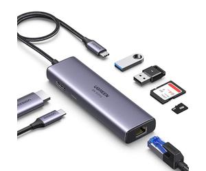 UGREEN Revodok 107 Hub USB C Ethernet Gigabit 7 en 1 Docking Station | HDMI 4K 60Hz, RJ45 1000Mbps, Lecteur de Carte SD TF, 5Gbps Transfert, PD 100W, Compatible avec MacBook Pro Air Neo Tablette