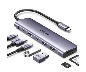 UGREEN Revodok 1071 Hub USB C 7 en 1 Adaptateur Multiport Docking Station | HDMI 4K, Lecteur de Carte SD TF, PD 100W, 5Gbps 2A1C, Compatible avec MacBook Neo iPad Pro Air iPhone 17 Pro Max
